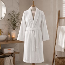 Özdilek Orijinal %100 Pamuk Unisex Bornoz Otel, Spa, Sauna Ve Hamam Kalitesi Yumuşak, Yüksek Su Emici Banyo Bornozu Anushka Fermuarlı Saklama Kılıfı Hediyeli Premium Hediye Seti Beyaz