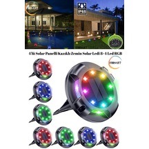 4 Adet 12 Ledli Solar Güneş Enerji Otomatik Yanma Rgb Rengarenk Toprağa Saplamalı Bahçe Aydınlatma
