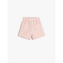 Koton Tüvit Şort Cepli Pamuklu Beli Lastikli Pembe Ekose 5wmg40004aw Pembe