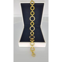 Halka Taşlı Gold Çelik Bileklik Gold