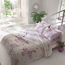 Taç Flowering Lila Tek Kişilik Pamuk Pike Takımı