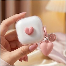 Samsung Galaxy Buds 4 Pro Kılıf Transparan Smiley Kalp Pembe