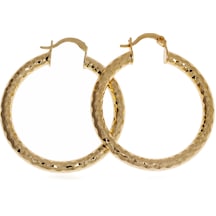 Kadın Baklava Desen Model Parlak Çelik Küpe Gold