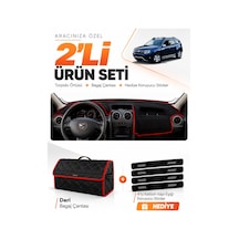 E-biz Dacia Duster 1.nesil Makyajlı 2013-2017 Uyumlu Torpido + Deri Çanta - Siyah-kırmızı - Da009