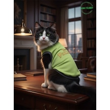 Yeşil The Patron Yazılı Kedi Ve Köpek Kıyafeti Tişörtü Elbisesi Medium/m/beden 2