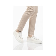 Beyaz Bağcıklı Cilt Hafif Esnek Erkek Sneaker 179 M Beyaz
