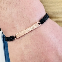 Gümüş Erkek Bileklik 14 Ayar Rose, Altın Kaplama, El Örgüsü,