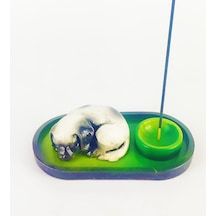 Uyuyan Köpek Çubuk Tütsülük Ve Tealight Beyaz