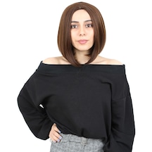Kahkülsüz Düz Kısa Fiber Sentetik Peruk / Karamel - Rxlu-462231 Renkli