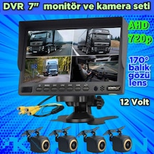 4 Adet Ahd 720p 170 Derece Açılı Kamera Ve 7'' Dvr Monitör 12 V