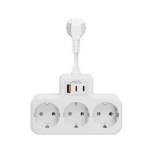 Çoklu Kablolu Priz Dönüştürücü, 1 Usb Ve 2 Type-c Girişli Yüksek Akım Koruması