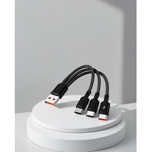 3'ü 1 Arada Şarj Kablosu Apple iOS Android Type-c Uyumlu Dayanıklı 0