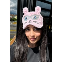 Caş Dekorasyon Pembe Renk Kedi Figürlü Peluş Uyku Bandı Pembe