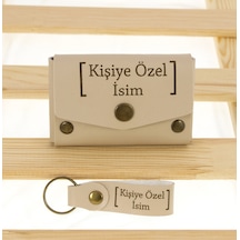Miaju Sütlü Kahve Renk İsme Özel Yüksek Kalite Bozuk Para Cüzdanı Ve Anahtarlık Seti, Kişisel Aksesuar Kahverengi