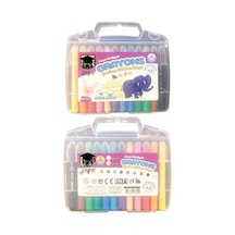 12 Renk Çevirmeli Mum Boya Fırça Hediyeli
