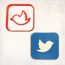 Twitter Logo Detay Kurabiye Kalıp Seti 2 Li KIrmızı