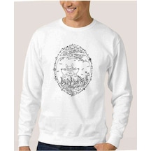 My Neighbor Komşum Totoro Baskılı Beyaz Erkek Örme Sweatshirt (528465966)