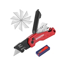 Workpro Wp211026 Katlanır Çok Amaçlı Profesyonel Rötuş Maket Bıçağı + 14 Adet Yedek Bıçak