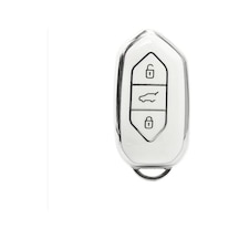 Autohan Keys Togg T10x T10f Akıllı Anahtar Kılıfı, 3 Tuşlu, Nano Koruma Beyaz-gümüş Standart