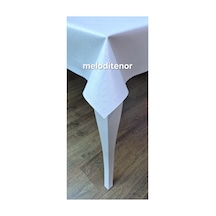 Astarlı Düz Kendinden Desenli Küçük Çiçek Desenli Dertsiz Kaymaz Silinebilir Pvc Muşamba Masa Örtüsü Beyaz