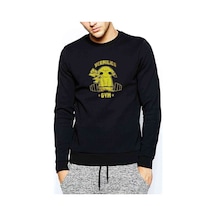 Pokemon Pikachu Gym Baskılı Siyah Erkek Örme Sweatshirt