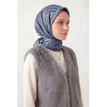 Silk Home Pamuk Karışımlı Eşarp Mavi Lila Zebra Desen Soft Dokulu Kaymaz 90x90 Çok Renkli