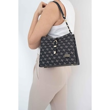 Silver Polo Sp974 Kadın Omuz Çantası Monogram Füme-siyah