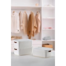 Deconox 1 Adet Düzenleyici Kapaklı Kutu, Dekoratif Saklama Kutusu, Organizer 35cm 25cm 14cm Beyaz 10 Litre Çok Renkli
