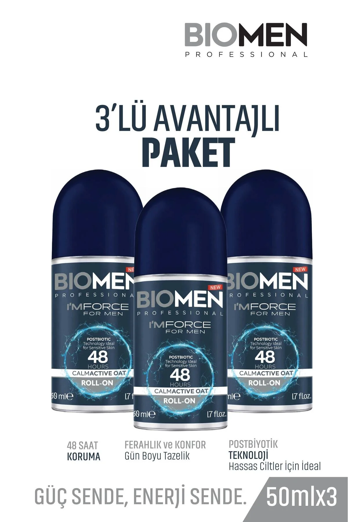 Roll-on For Men Ferahlatıcı Etki I'm Force 3x50 Ml