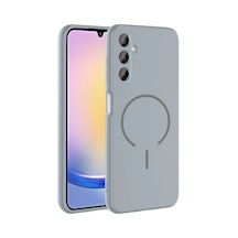 Galaxy Uyumlu A25 Kılıf Magsafe Destekli Kamera Korumalı Yumuşak Silikon Pazarplus Titanyum-Gri