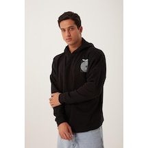 Erkek Oversize Baskılı Sweatshirt Siyah Erkek Oversize Baskılı Sweatshirt Siyah