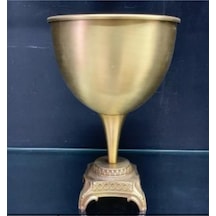 Vz-34 Zamak Ayak Saksı Gold 25 Cm Boy 26 Cm Çap Dekoratif Modern Şık Saksı Altın