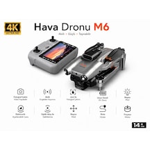M6 Hava Dronu 3 Kameralı Ekranlı Kumanda Elektikli Kamera Havada Sabit Kalma 360 Derece Engel Kaçınma Başsız Mod Rota Uçuşu 360 Derece Takla