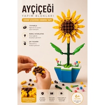 Ayçiçeği Yapım Blokları 178 Parça Led Işıklı Dekoratif Yapboz Çiçek Seti 6+ Yaş
