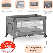 Gulz Lindo Oyun Parkı Bebek Beşik 70x120 Cm + YAYATKLI Gray