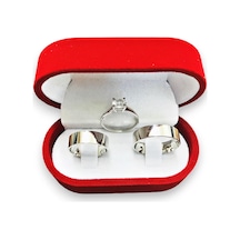 6 Mm Düz Sade Gümüş Çift Alyans Yüzük Tektaş Hediye Al38