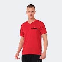 Slazenger KALLIAS Erkek Cepli V Yakan Kırmızı Tişört