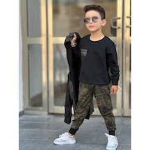 Modavals Rüzgarlıklı Kamuflaj Kumaş Kız Çocuk & Erkek Çocuk Alt Üst Takım Çok Renkli