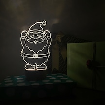 Noel Baba Led Masa Lambası Ahşap Taban 7 Farklı Işık Renkli