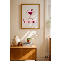 Martini Zarif Poster, Ahşap Çerçeveli Duvar Tablosu - Mutfak Dekorasyonu