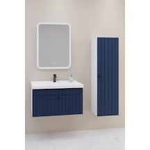 Alice 80 Cm Banyo Dolabı Cmr Led Aynalı Lacivert- Boy Dolap Dahil Lacivert