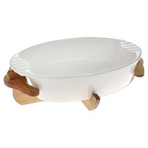 Ecr Seramik Ahşap Standlı Rölyefli Fırın Kabı