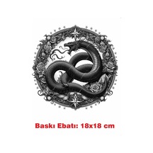 Yılan Gotik Temalı Ütü İle Yapışan Tekstil Kumaş Tişört Dtf Baskı 3546