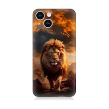 Apple Uyumlu iPhone 13 Mini Yırtıcı Aslan Kral Desenli Silikon Kılıf