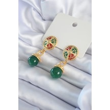 Ezoconcept Gold Renk Motif İşlemeli Sallantı Model Pirinç Vip Kadın Küpe Çok Renkli