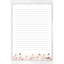 A5 Çiçek Bloknot Çizgili Defter - 50 Yaprak - Memopad - Notepad - Not Defteri - Not Kağıdı - 0800 Çok Renkli