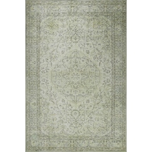 Soluk Adaçayı Yeşili Ve Bej Eskitme Desenli Folk Halı - Ba27ou