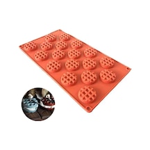 Mini Waffle Pişirme Yuvarlak Bisküvi Çikolata Kafes Desenli Bisküvi Silikon Kalıbı Goldcakes