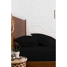 Pamuklu Çift Kişilik 160x200 Lastikli Çarşaf Takımı - Siyah Siyah / 160 X 200 Abanoz