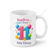 Özel Tasarım 11 Yaş Doğum Günü Hediyesi Kupa Bardak Çay Kupası Beyaz / Çok Renkli